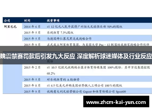 魏震禁赛罚款后引发九大反应 深度解析球迷媒体及行业反应